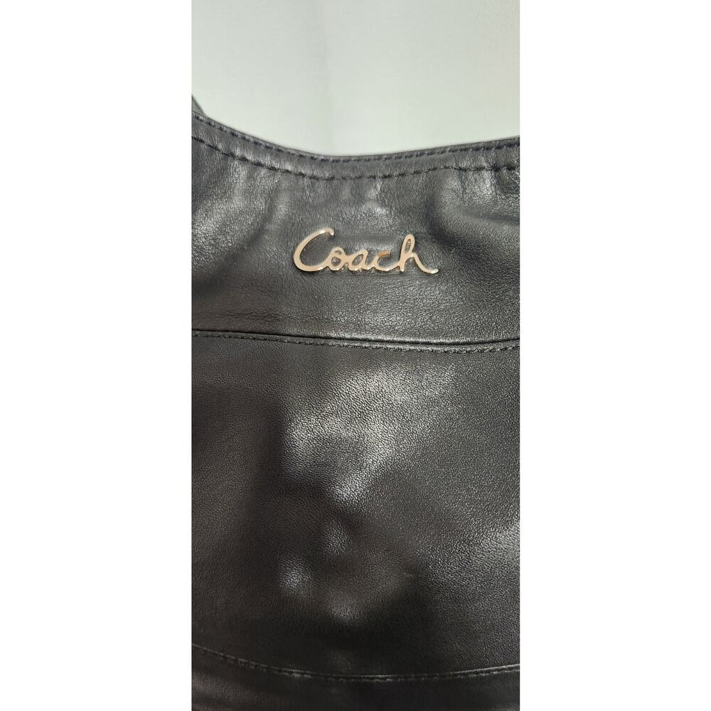 Y2k Coach Black Leather Shoulder Duffle Saddle Messenger Bag Hobo F17116 - Picture 5 of 7